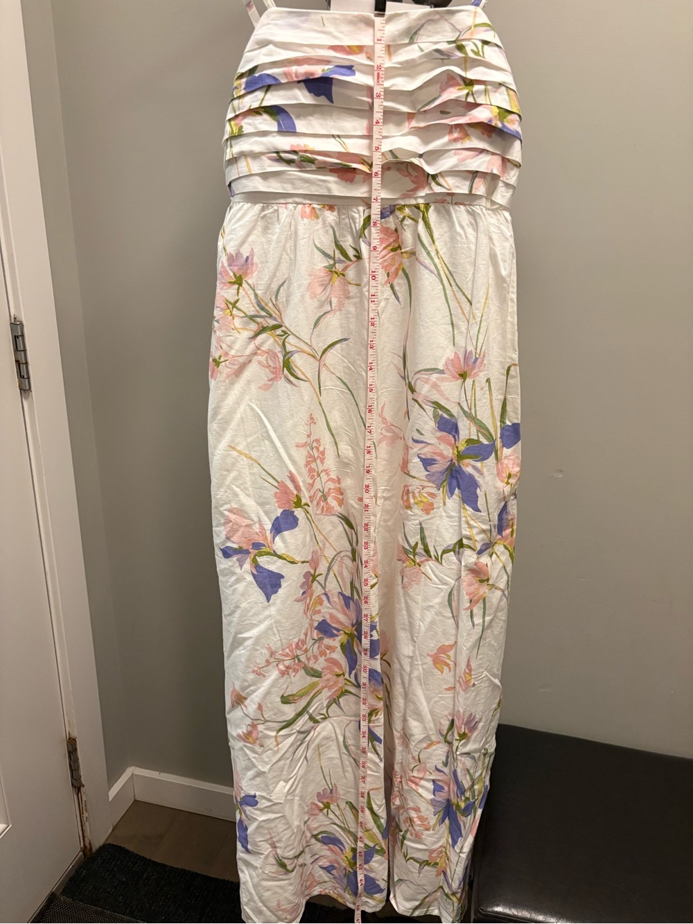 Japna White Maxi Skirt with Pink and Blue Floral Print